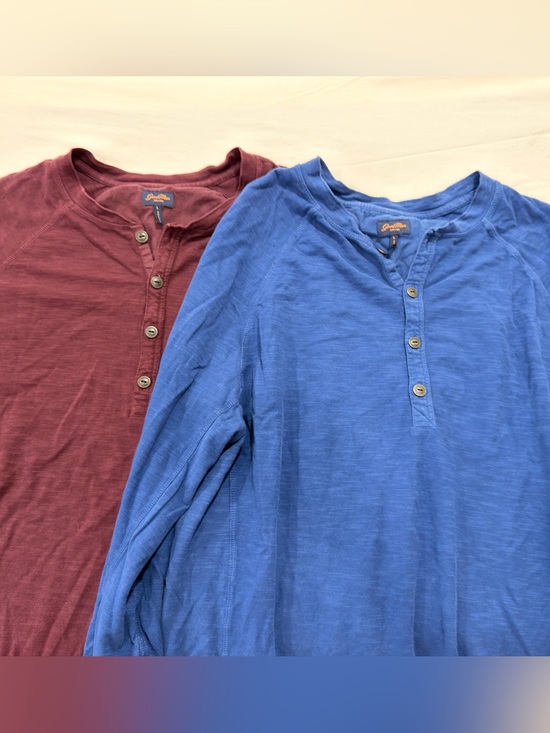 Good Man Brand Other - Good Man Brand 2 Henley Shirts Men's Large 100% Cotton Blue Plum Bundle Lot